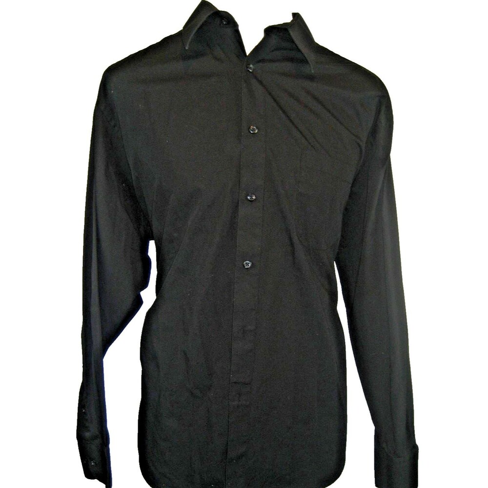 Mens NWOT Marquis Brand Cotton Blend Black LS Dress Shirt sz 171/2-34/35